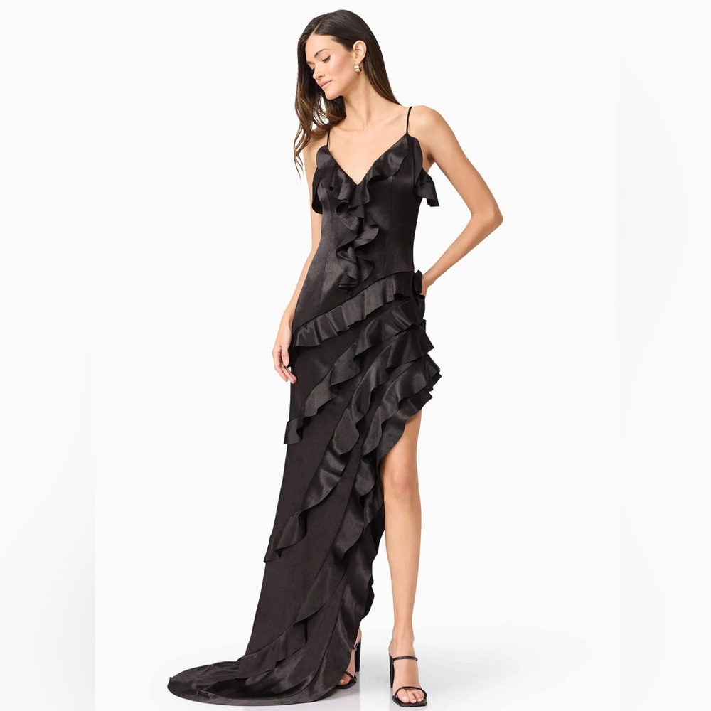 Elliatt Kyla Asymmetrical Maxi Dress In Black